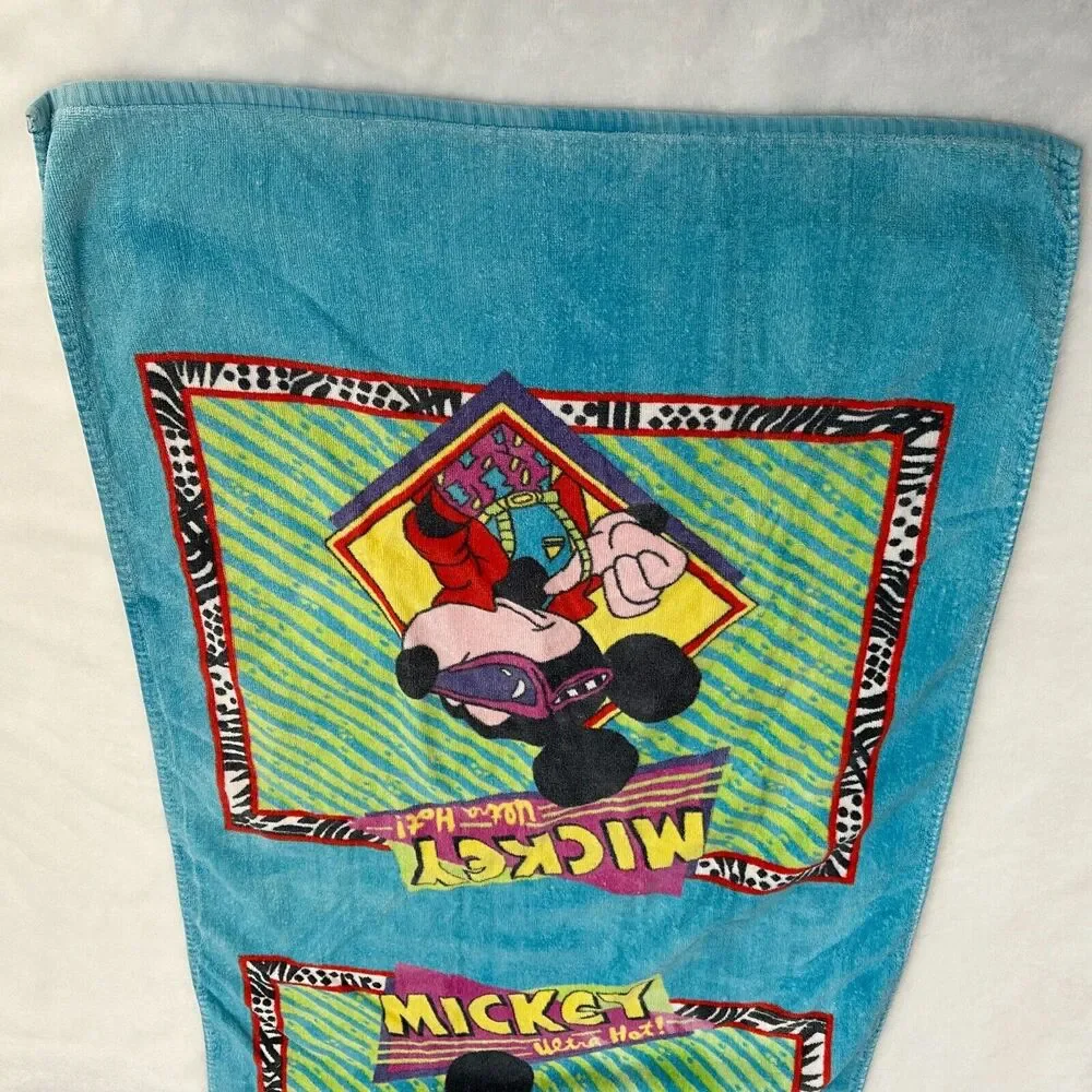 VTG 1990s‎ Franco Cool Mickey Mouse Ultra Hot Disney Beach Bath Towel Retro Lot